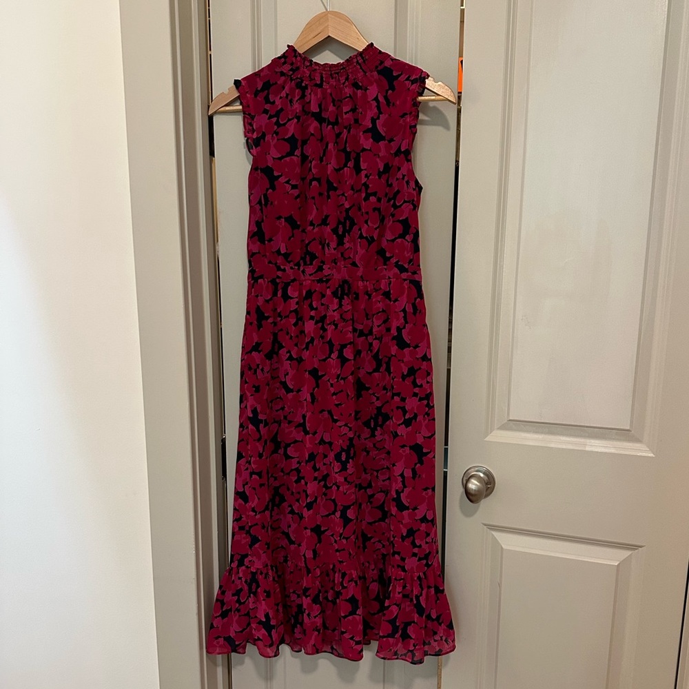 Sleeveless Red Floral Midi Dress - Brand